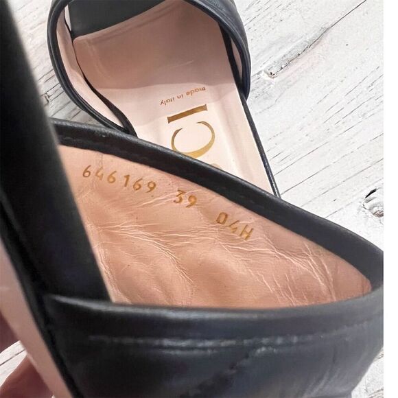 Gucci Marmont Women's Black Quilted Leather Slide Sandals Logo GG Size 39 - Picture 10 of 15